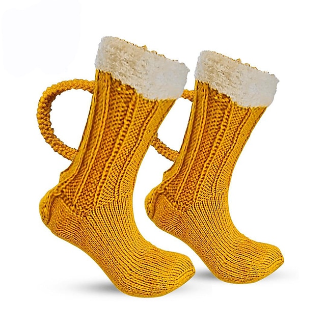  Oktoberfest Beer Mug Socks,Funny Socks Novelty Animal Knit Crocodile Socks, Whimsical Alligator Knitting Cuff Socks, Thick Knit
