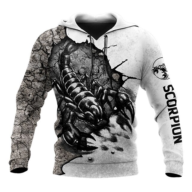 Men's Animal Graphic Prints Scorpion Hoodie Hoodies Sweatshirt Streetwear Designer Long Sleeve Hooded Daily Sports Gray Print Spring &  Fall Designer2