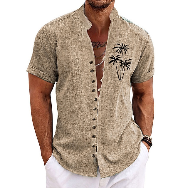  Per uomo Albero di Cocco Piante Tropicali Camicia Camicia hawaiana estiva Camicia Aloha Manica Corta Moda Streetwear Designer All'aperto Vacanza Streetwear Estate Primavera Collo alla coreana Stampato