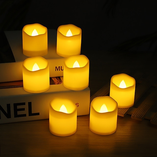  12 stk led flammeløse timer lys langvarige batteridrevne telys til jul bryllup bordpynt varm hvit