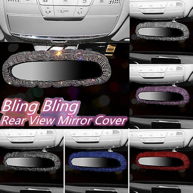  bling decor mașină oglindă retrovizoare farmec accesorii pentru femei strass de cristal strălucitor elastic din pluș husă decorativă