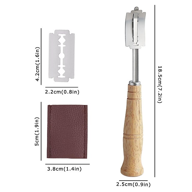 Bread Lame Tool - Dough Scorer with 5 Razor Blades and Leather Cover 