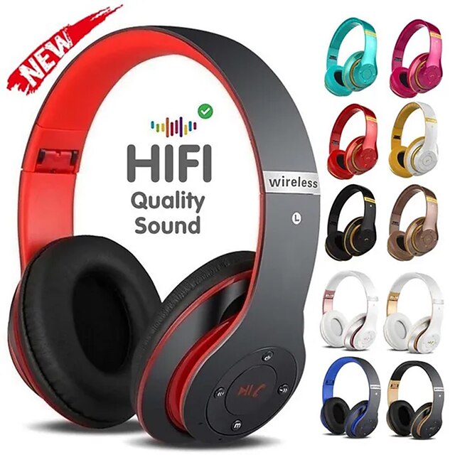 Wireless Bluetooth Headphones Deep Bass HIFI Earphone Portable Foldable Headset with Mic Support SD Card for Android/IOS2