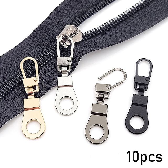  10pcs Metal Zipper Head Pull Tab Detachable For Repairing Small Holes In Luggage Shoes Boots And Special Zipper Head Pull Pendant Accessories