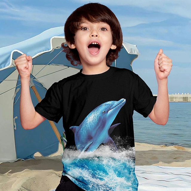 Boys 3D Graphic Animal T shirt Tee Short Sleeve 3D Print Summer Spring Active Sports Fashion Polyester Kids 3-12 Years Outdoor Casual Daily Regular Fit