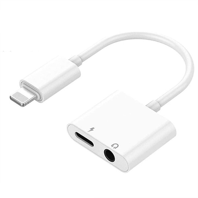 Adapter & Splitter For IPhone Headphones 2 In 1 Dual Interface For Iphone Charger Cable Aux Audio Adapter Converter For IPhone 13/12/11/X/XS/XR/8/7 IPad Support Calling  Charging