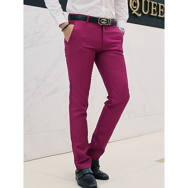 Men's Dress Pants Trousers Chino Pants Suit Pants Zipper Plain Ankle ...