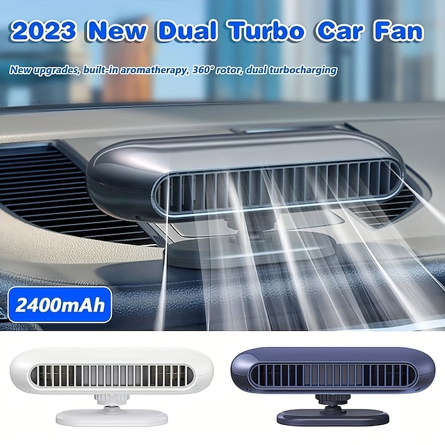  Car Cooling Fan 360° Adjustable Dual Core Design Cooling Air Portable Fan USB Fan