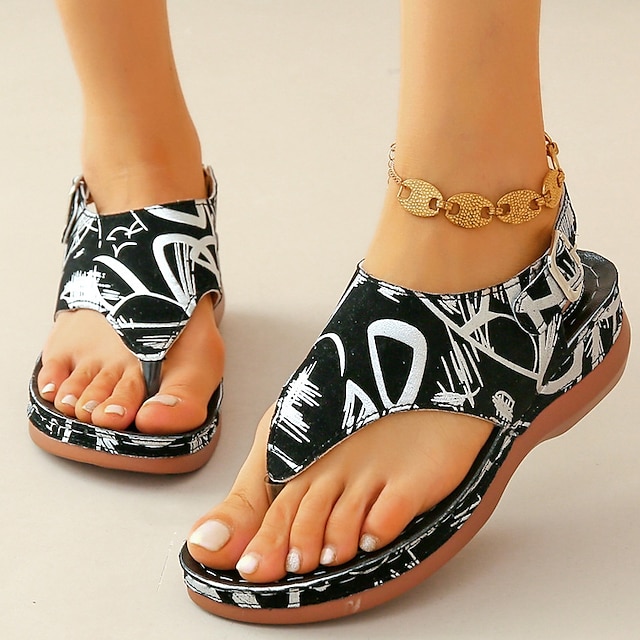 Women's Sandals Flat Sandals Plus Size Comfort Shoes Daily Color Block ...
