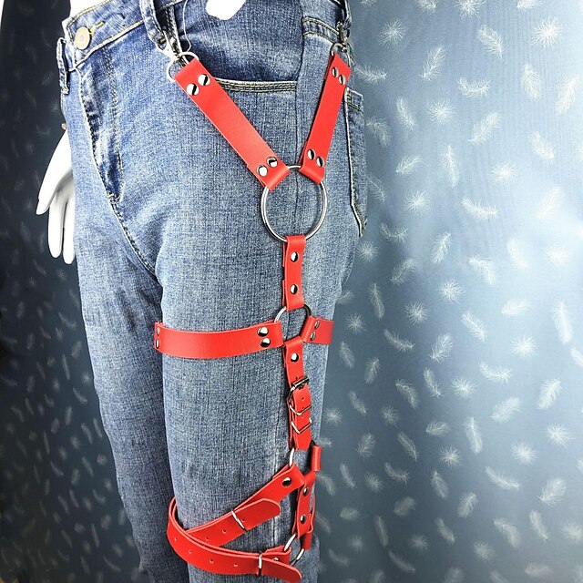 Women's Body Harness Punk Garter Belt Leg Belt Adjust High Belt Gothic Carnival Dance Costume Accessories Black