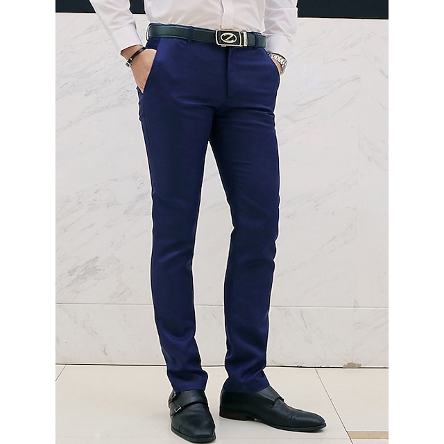 Men's Dress Pants Trousers Chino Pants Suit Pants Zipper Plain Ankle ...