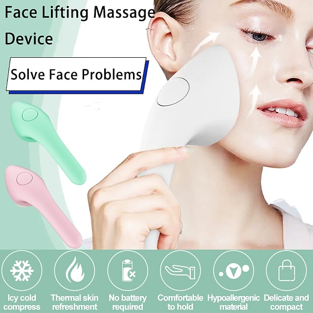  Facial Massager Handheld Skin Rejuvenating Device Women's Face Lifting Massage Device With Hot & Cold Compress For Smoother Tighter Face Small Iron Shape Facial Beauty Instrument Valentine's Day B