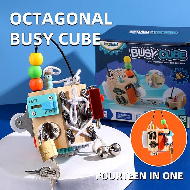  aides pédagogiques montessori cube occupé multifonctionnel à huit côtés tableau occupé aller à l'école cadeaux de vacances pour les enfants