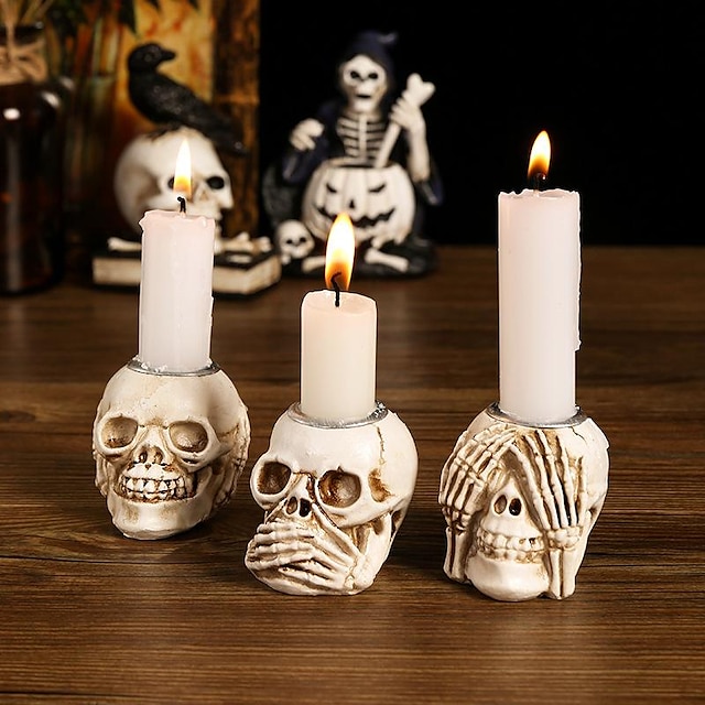  halloween horror dekoráció csontváz gyertyatartó szellem party kellékek gyertyatartó dísz