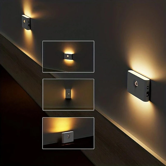 Wireless Intelligent Motion Sensor Lamp Home Aisle Led Night Light Automatic Voice Control Light Staircase Wall Lamp Usb Charging 11