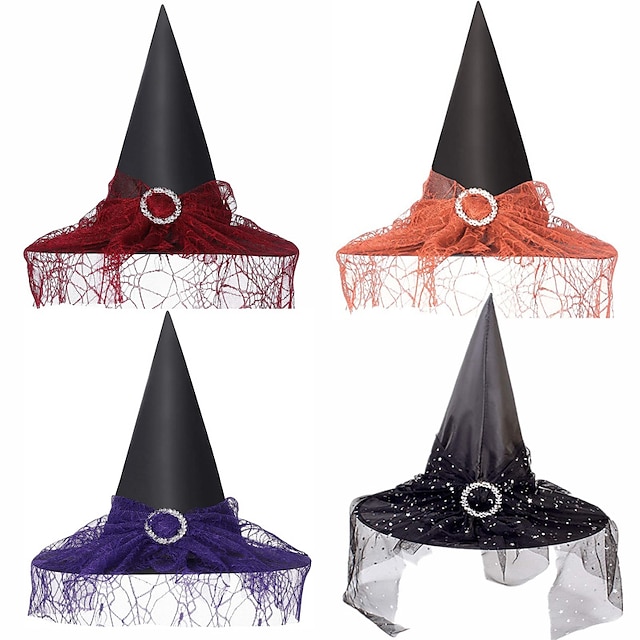  Strega Cappelli Puntelli di Halloween Per donna Da ragazza Halloween Halloween martedì grasso Costumi di Halloween facili