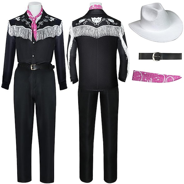  Cowboy Costume 5 PCS Shirt Pants Belt Cowboy Hat Scarf Doll Outfit Halloween Carnival Cosplay Costumes