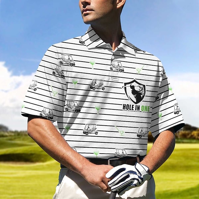 Acegolfs Men's Golf Polo Shirt Golf Shirt Button Up Polo Black White ...