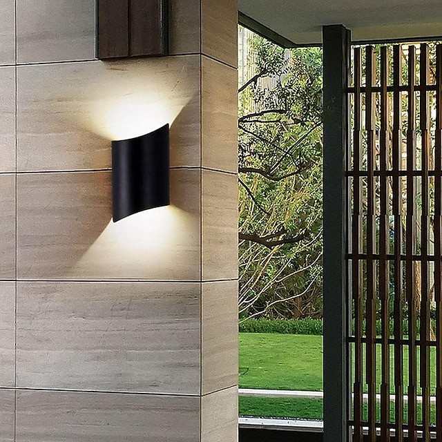  Moderne Außenwandleuchte, Auf- und Ab-Licht, wasserdichte Wandleuchte, Aluminium-LED-Außenleuchte für Innen- und Außenterrasse, Veranda, warmweiß, 110–240 V