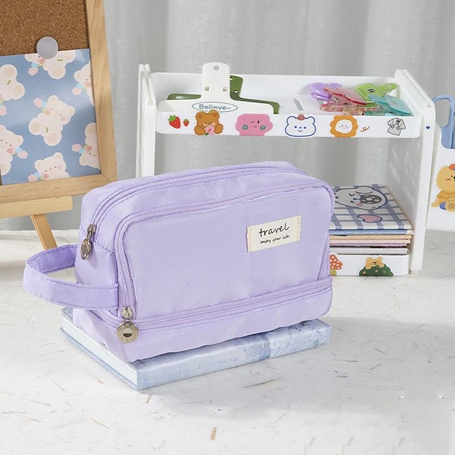  Lila Federmäppchen mit großem Fassungsvermögen, Stifttasche, Halter, Box für Mädchen, Büro, Studenten, Schreibwaren, Organizer, Schulbedarf, Geschenk zum Schulanfang