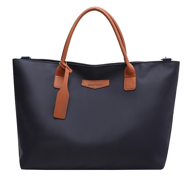  Women's Tote Oxford Cloth Outdoor Shopping Zipper Large Capacity Breathable Foldable Solid Color Black Blue Khaki