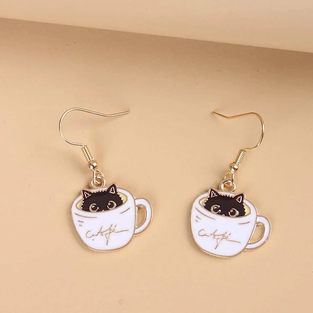 1 Pair Drop Earrings For Women's Birthday Gift Date Alloy Classic Cat Cup 6