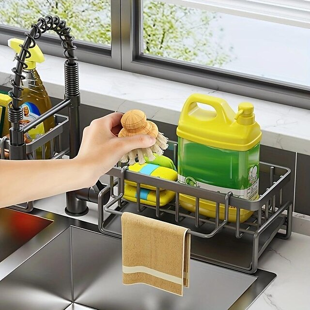 Faucet Sponge Holder, Kitchen Sink Caddy Organizer Over Faucet, Hanging  Faucet Drain Rack For Sink Organizer With Dishcloth Rack, Kitchen  Accessories 2023 - US $15.99