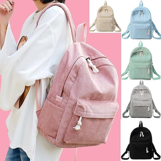  Schulrucksack für Mädchen im Teenageralter, Rucksack für Damen, Rucksack für Damen, Cord-Büchertasche, Harajuku-Tasche, Geschenk für den Schulanfang