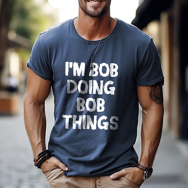  Christmas Mens Graphic Shirt Tee Letter Crew Neck Clothing Apparel 3D Print Outdoor Daily Short Sleeve Fashion Designer Vintage Black And White Casual Birthday 'M Bob Doing Things Cotton