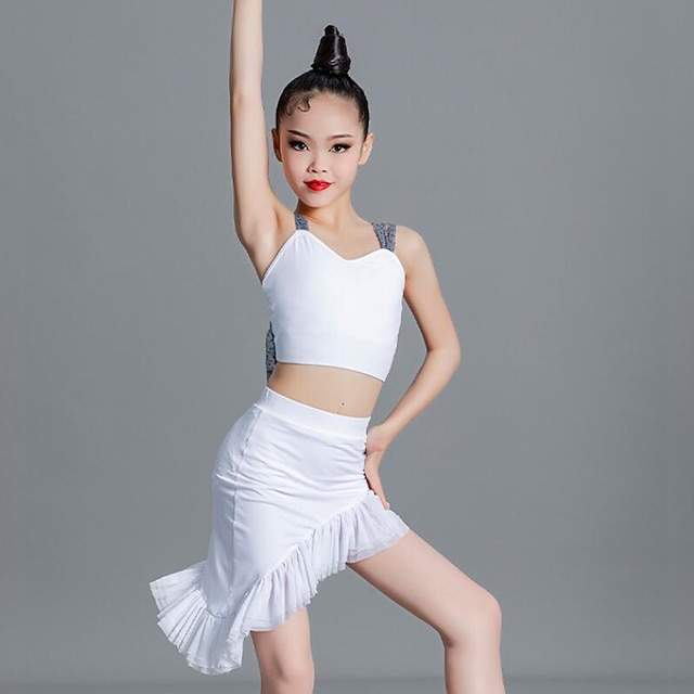  Kids' Dancewear Skirts Bowknot Printing Ruffles Girls' Performance Training Sleeveless Polyester
