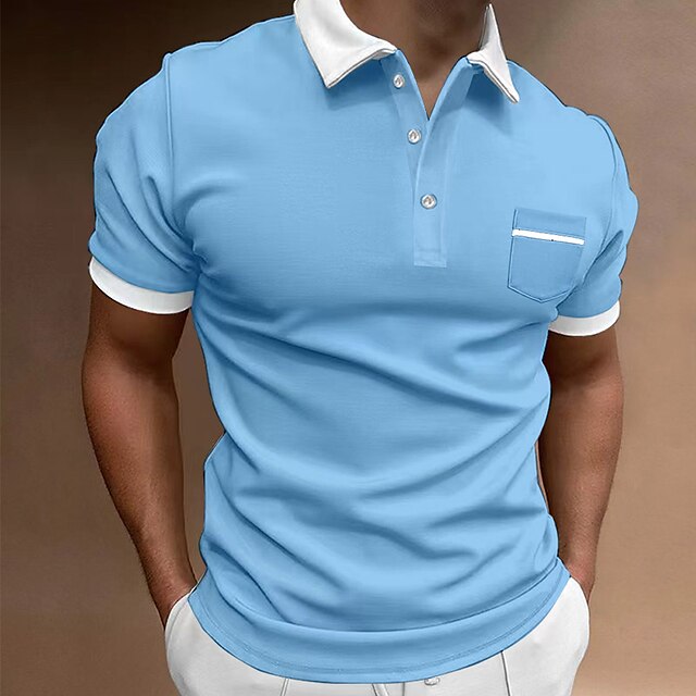 Men's Button Up Polos Polo Shirt Casual Holiday Lapel Short Sleeve ...