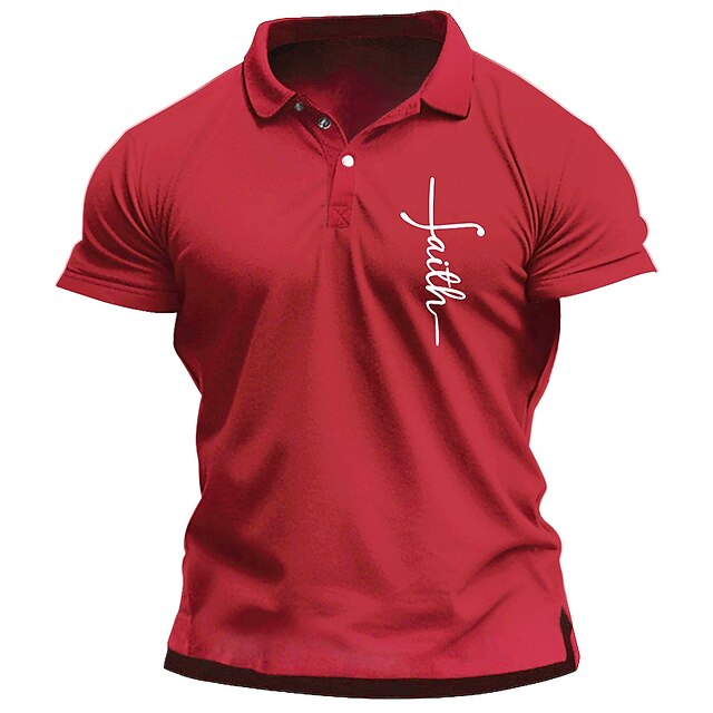 Men's Polo Shirt Lapel Polo Graphic Polo Button Up Polos Cotton Polo