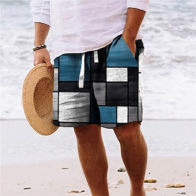  Per uomo Grafico Blocco di colori Patchwork Shorts Pantaloncini Estivi Shorts da Spiaggia Misura del girovita medio Streetwear Hawaiano Designer Casuale Quotidiano Ferie Elastico in vita Stampa 3D