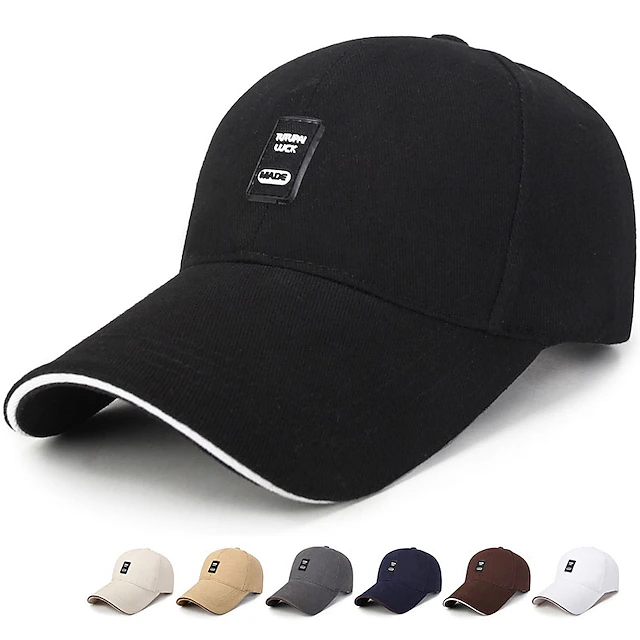 Men's Baseball Cap Black White Cotton Travel Beach Outdoor Vacation Plain Adjustable Fashion 13