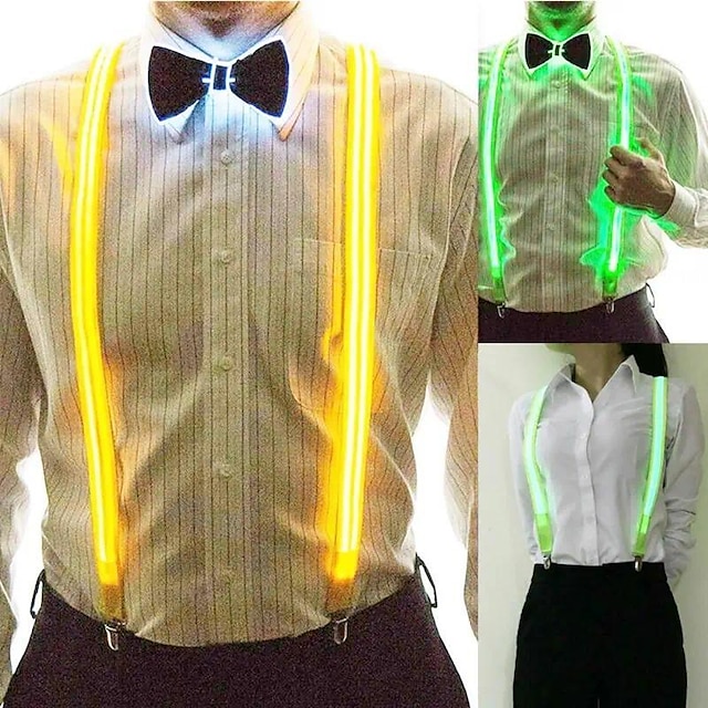  Tirantes LED iluminados para hombre, pajarita perfecta para tirantes de música, fiesta de disfraces iluminada con led