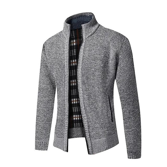 Men's Sweater Cardigan Zip Sweater Sweater Jacket Fleece Sweater Knit ...