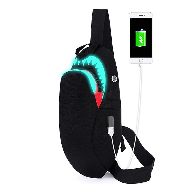  usb fonction sac à dos sac d'école hommes mode usb charge nuit lumineux sac à dos requin ordinateur portable sac à dos adolescents sac d'école voyage sac noir