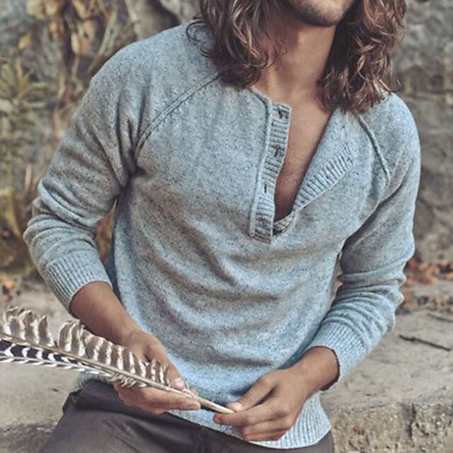 Men's Pullover Sweater Jumper Ribbed Knit Regular Knitted Solid Color Crew Neck Modern Contemporary Work Daily Wear Clothing Apparel Winter Gray M L XL 6