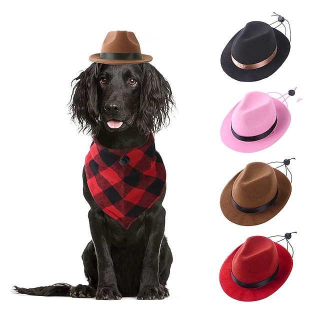 Creative New Pet Hat Dog Cowboy Hat Kerchief Suit Head Cover Cat Funny