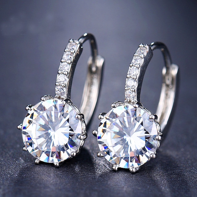  2pcs Stud Earrings Hoop Earrings For Women's Cubic Zirconia Citrine Party Wedding Casual Zircon Alloy Solitaire Round Cut