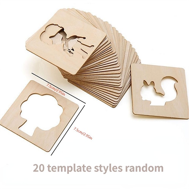  20pcs montessori bambini disegno giocattoli in legno modello di pittura fai da te stencil apprendimento giocattoli educativi per il regalo dei bambini, ritorno a materiale scolastico