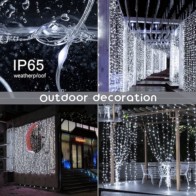  1pc Curtain Lights 300 LED Curtain Fairy Lights with Remote 8 Modes 9.8  9.8 Ft Curtain String Lights Waterproof USB Plug In Copper Wire Lights For Bedroom Window Chrismas Wedding Party