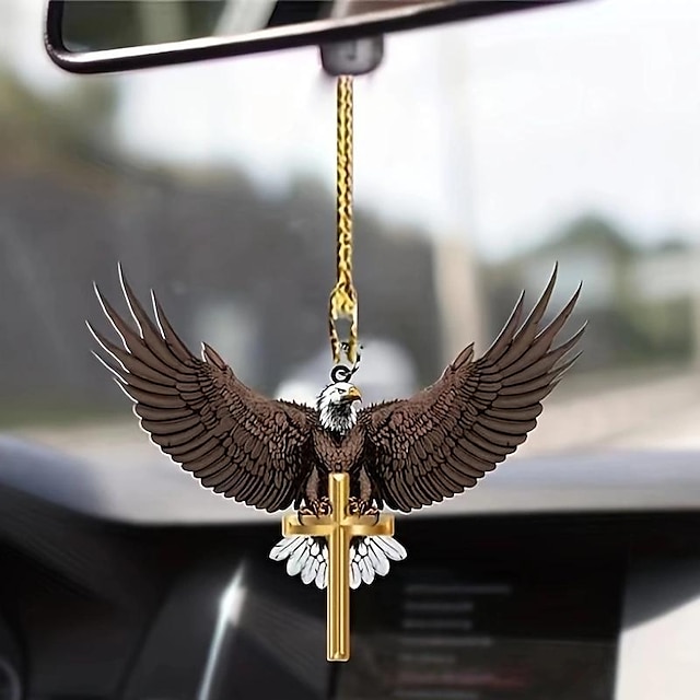  1pc Car Acrylic Brown Flying Eagle Hanging Decoration for Rear View Mirror Accessories Interior Pendant
