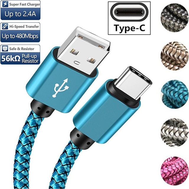  1/2/3 metru typ c usb telefonní kabel android nabíjecí kabel kabel nabíjecí kabel kabel pro samsung galaxy s10 s21 s9 s8 plus note 10
