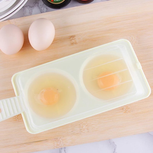  Hervidor de huevos para microondas, hervidor de huevos de huevo escalfado, lindo huevo doble, hervidor de huevos rápido, utensilios de cocina para cocinar