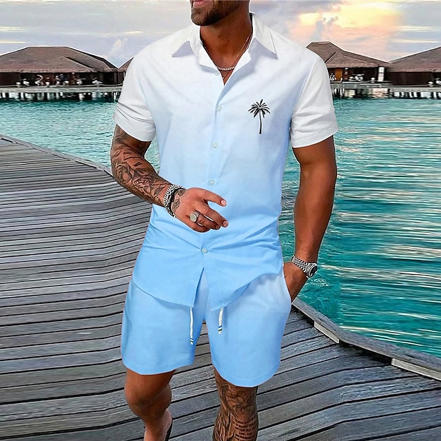  Per uomo Camicia Completo di camicia Camicia hawaiana Gradiente Stampe astratte Collo ripiegabile Giallo Rosa Blu Verde Grigio Esterno Strada Maniche corte Stampa Abbigliamento Di tendenza Streetwear