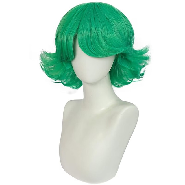  Parrucche Cosplay Verde Riccio Capelli Sintetici Corto Parrucche Per donna Parrucche Per la festa