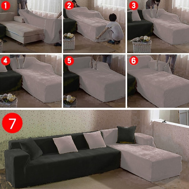 Housse De Canapé En Forme De L OKYUK - Beige - Coton - Durable