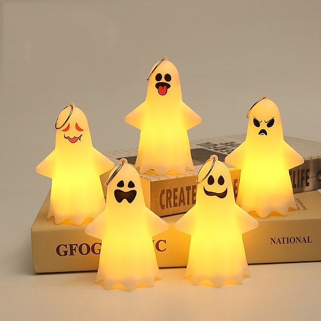 ハロウィーンの照明付きゴーストランプ、光る装飾 LED ハロウィーン電子小道具、小さなゴーストパーティーペンダントキャンドル、ハロウィーン装飾ゴーストランプ、デスクトップ装飾、ゴーストパーティー小道具ペンダント