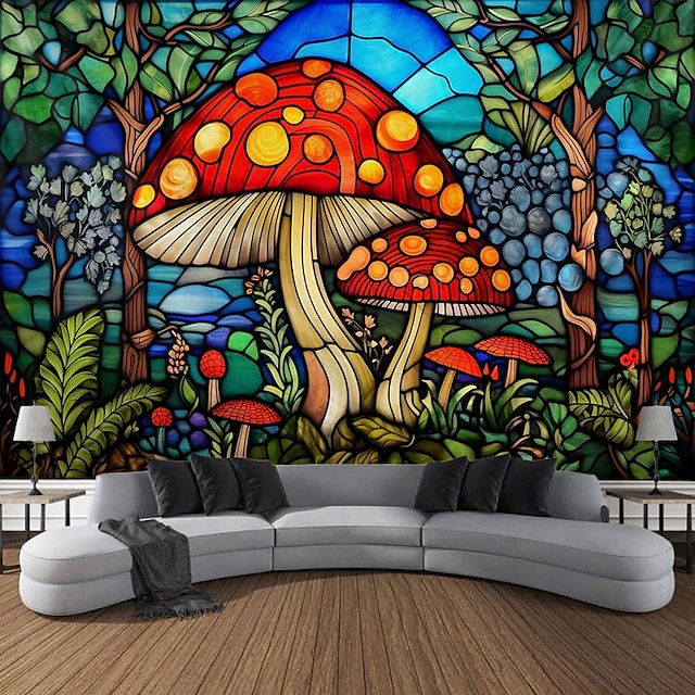  vitráže houba závěsný gobelín nástěnné umění velký gobelín nástěnná malba výzdoba fotografie pozadí deka závěs domácí ložnice dekorace obývacího pokoje